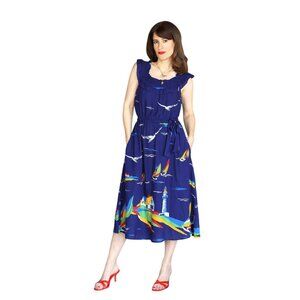 Anthropologie  blue  Colloquial Off The Shoulder Midii Dress Size 8
